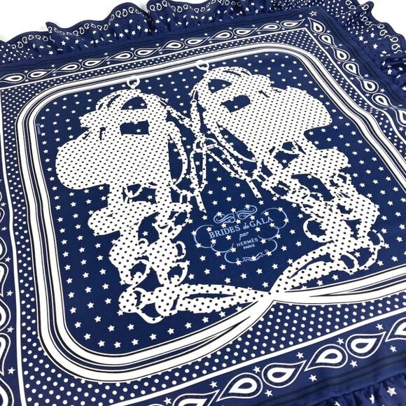 HERMES Carre70 Frill BRIDES DE GALA A POIS Dot polka dots Scarf Unused - Picture 10 of 16